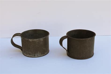 thin primitive rustic antique metal house ware cup|Primitive Tin Cup .